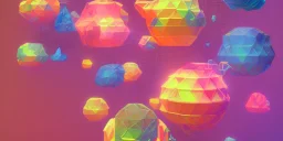 3D colorful geometric installation, simplistic, studio lighting, C4D, 16k, Behance, Artstation, centered, top down camera, vibrant