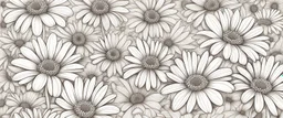 linework daisies, flowing in the wind, spring, simplified, patterned, thicker lines