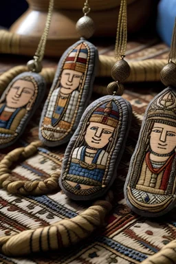 Implementing the ancient faces of Fayoum as textile pendants in the jacquard style