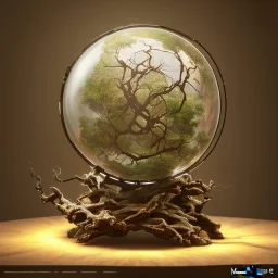 a gorgeous, stunning table lamp made of twisted, gnarled wood with illuminated globe of light hanging off one branch, biosphere, 8k resolution, high-quality, fine-detail, photorealistic, intricate, digital art, detailed matte, volumetric lighting, illustration, 3D octane render, brian froud, howard lyon, selina french, anna dittmann, annie stokes, lisa parker, greg rutowski, George Grie, Ben Goossens, Igor Morski