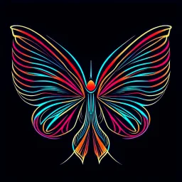 symetry!!, butterfly!!, view from a side, wings waving, logo, NFT, futuristic, curves, lines, simple, gradient