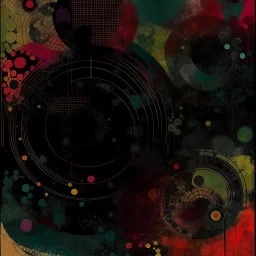 Lovecraftian precise geometries defined by (N(t)=N0​⋅e−kt), violent colors, harsh contrast, abstract surreal art, by VS Gaitonde and Ray Johnson and Dave McKean, mind-bending illustration, Braille code glyphs, UV x-ray warm colors, dark background, Sharp Contrast, dynamic circles, green hues