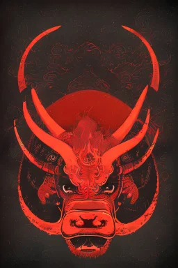 Vintage illustration of a demonic and magical bull made of red flames and fire, savage and obstreperous nature, charging down from black stormy sky, Tsuguyuki Kubo art, Topcraft, vintage storybook illustration, Beardsleyesque, ornamental, fantasy folk art, psychedelic, inspires by 70s Japanese anime, early Studio Ghibli, fantasy animation cartoon, last unicorn