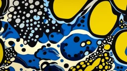 Dark blue underwater depths with holes painted by Roy Lichtenstein