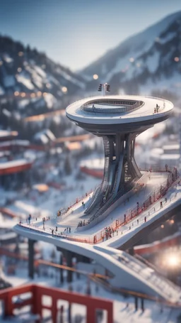 ski jump arena, bokeh like f/0.8, tilt-shift lens 8k, high detail, smooth render, down-light, unreal engine, prize winning