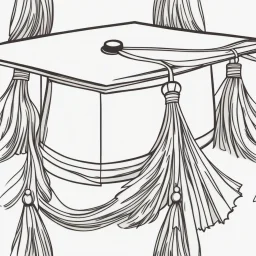 line drawing of a graduation hat with a tassel. White background.