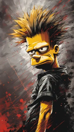 A ultra realistic poster of Bart Simpson in the red matrix , by Daniel Castan :: Carne Griffiths :: Andreas Lie :: Russ Mills :: Leonid Afremov, dark background, high detail