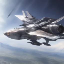 space ship, wide angle view, macro lens, titanium accents, intricate details, small minutiae, tiny features, particulars, colorful, 8k, least ambient occlusion, volumetric lighting, volumetric clouds. art by Yoji Shinkawa