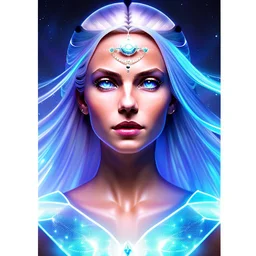 Lexica Aperture v2 style ! dream symmetry!! (((happy, joyful, smiling portrait)))+++, white hair, blue eyes, Brigitte Bardot, diamond third eye, spiritual gradient, gaia, chakra, universe, sci - fi, glowing lights!! intricate, space station, elegant, highly detailed, digital painting, artstation, concept art, smooth, sharp focus, illustration, art by artgerm and greg rutkowski and alphonse mucha