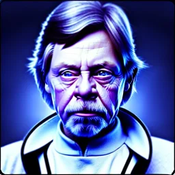 photorealistic jedi mark hamill in Star Wars, sharp blue eyes, accurate details, render, cinematic lighting