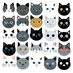 cat design, vector graphic,, adorable, cute, vector illustration, white background