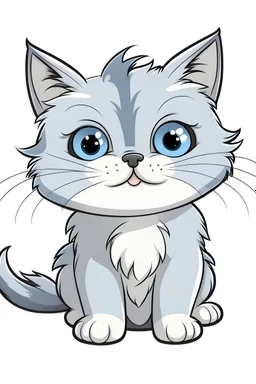 cartoon ragdoll kitten blue/grey color in face
