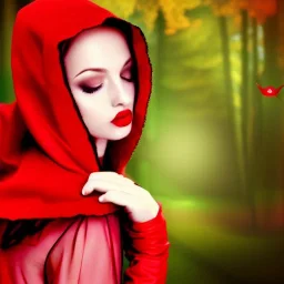sensual touch with flirty, gorgeous red riding hood