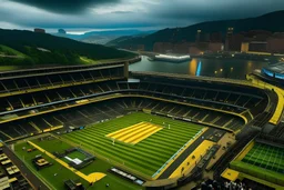 the Pittsburgh river hounds soccer team vs los Angeles football club at Heinz Field. Ariel camera view