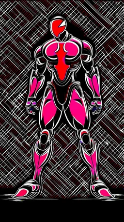 Dragman art illustration black background red and white color full body