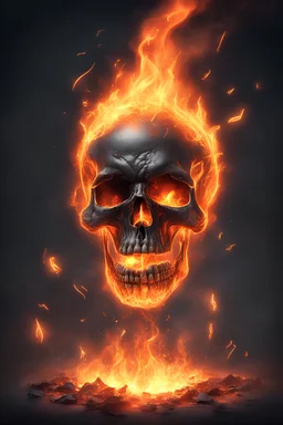 huge glowing flame skull screeching and destroying the area around it glowing with music notes around the area and the energy is destroying the area