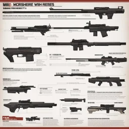 ConceptSheet for wii No More Heroes style with thick lines: A document showing The Titan Mk IV Vanguard is a state-of-the-art battle rifle designed for elite military units operating in high-stakes and off-world environments. Its robust construction, advanced targeting systems, and modular design make it a versatile and powerful weapon on the battlefield.