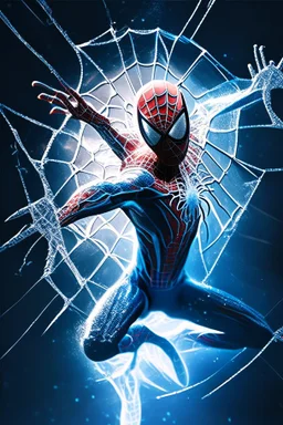 spiderman throwing spiderweb from his movie poster 3d effect, frozen in time, mesmerizing pose, 3d effect, Ethereal atmosphere, transcending boundaries, immersive experience, cinematic world, Captivating, Intricate design, propelling spiderweb, animated artistry