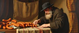 master oil painting by Rembrandt, pølsevev