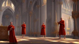 monks in cathedral