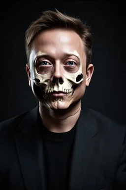 Portrait of Elon musk, skeleton face