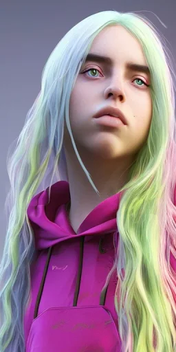 Billie Eilish, skirt, photorealistic, 8k