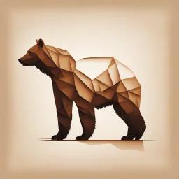 silhouette of a brown bear, letterpress style 2d lowpoly lookalike, minimalistic high contrast pencil art