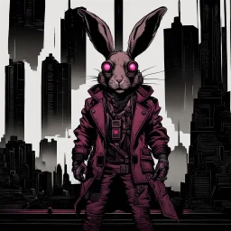 rabbit in the style of cyberpunk that is a necromancer