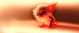 pen outline with some neon airbrush, glowing quickling gremlin in the shadows with long fluffy white fur, pin hole camera