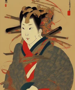 Ukiyo-e style art, samuri