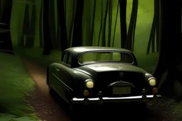 سيارة فخمة تسير في الغابة