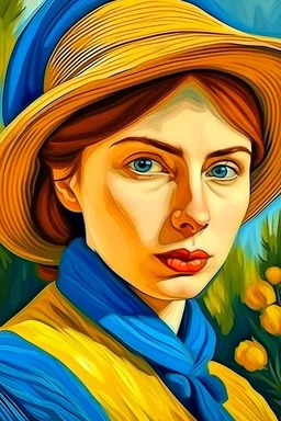 a portrait of beautiful woman in Van gogh style