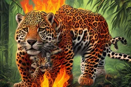 fire the jaguar watching from the jungle