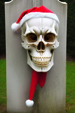 santa skull in graveyard