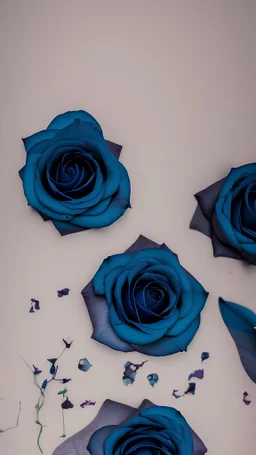 Shadow of Blooming rose Flowers with dark blue