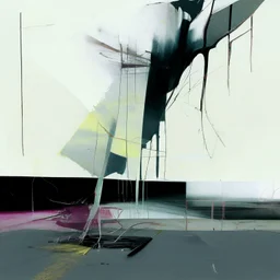 Empty Minimal contemporary abstract flat landscape painting. Concrete carpark. Big brushstrokes. Twisted fragments of bodies. Drips of paint. style of Justin Mortimer and Adrian Ghenie.