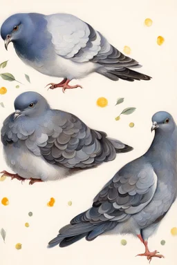 Pigeon. 19th painting