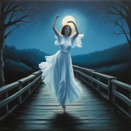 THE GHOST IS STILL DANCING AT NIGHT ON THE OLD COUNTRY BRIDGE. . Leonor Fini. Fiona Staples