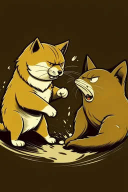 Doge fighting kat