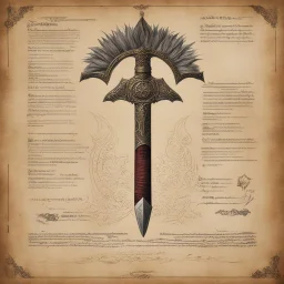 A document showing a super powerful demonic espadon double axe of incomprehensible power.