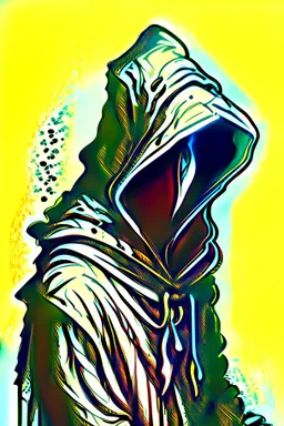 Hooded figure black and white ttrpg sketch art