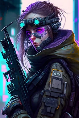 Female cyberpunk sniper