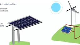 Grid-tied solar installation, detailed diagram illustration