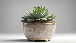 Succulent plant in luxury pot isolated on light background