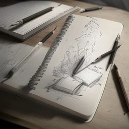 A notebook with sketches