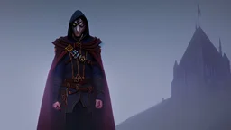 The hooded sorcerer in the castle tower