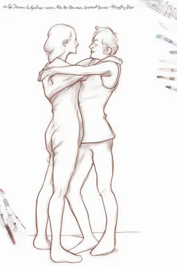 A drawing of a couple slow dancing