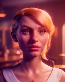 waitress woman with muppet head, real photo, concept art, retro style, smooth, unreal engine 5, god lights, ray tracing, RTX, lumen lighting, ultra detail, volumetric lighting, 3d.