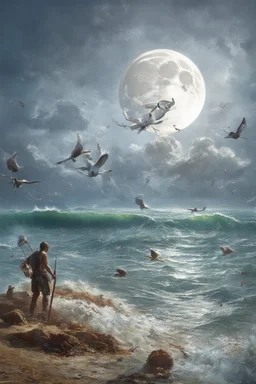 scavengers looking for the remaining carcusses , full moon sppoky
