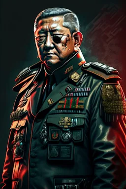 Susilo bambang Yudhoyono former president of Republic Indonesia in militiary cyberpunk style